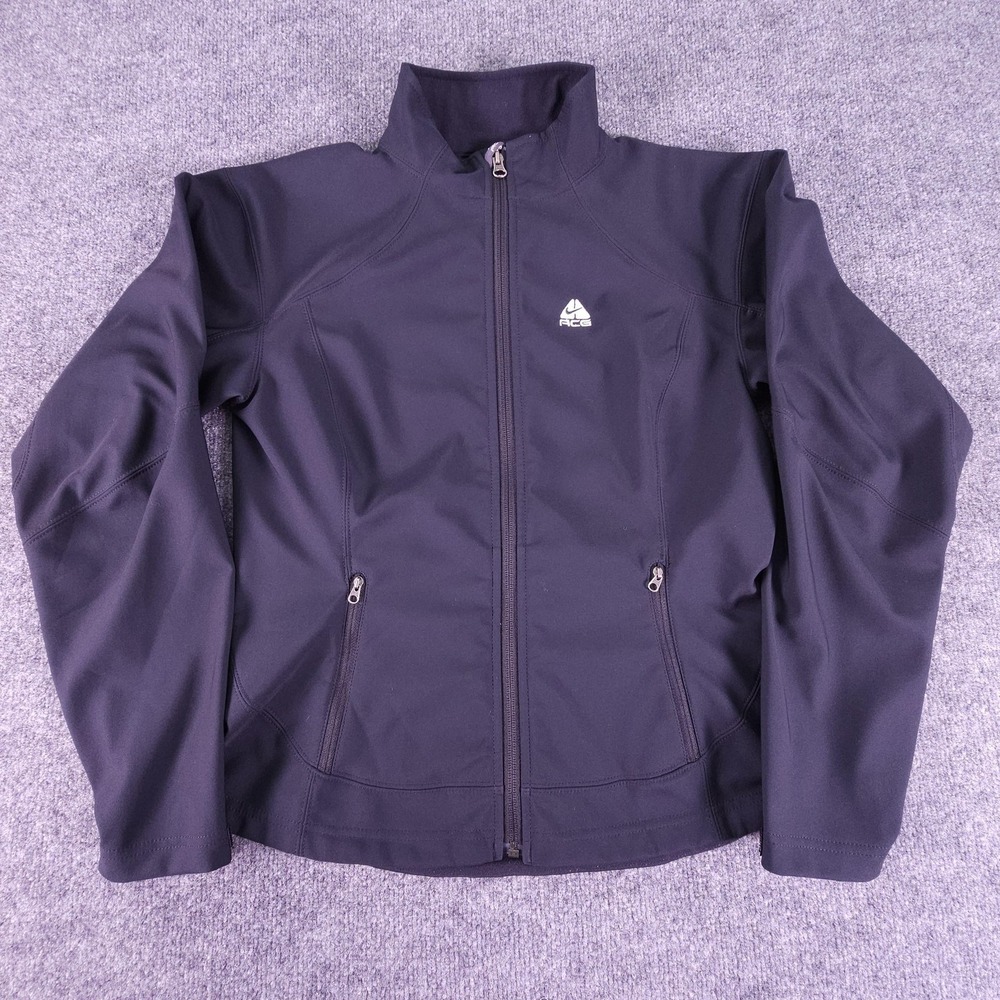 Nike ACG Jacket Womens Small Black‎ Softshell Fleece Lined Full Zip Pockets